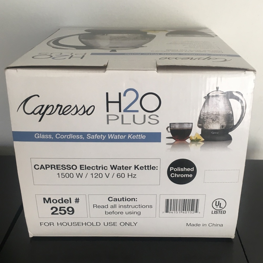 Capresso 259 H2O Plus Glass Water Kettle, Chrome - Picture 5 of 9